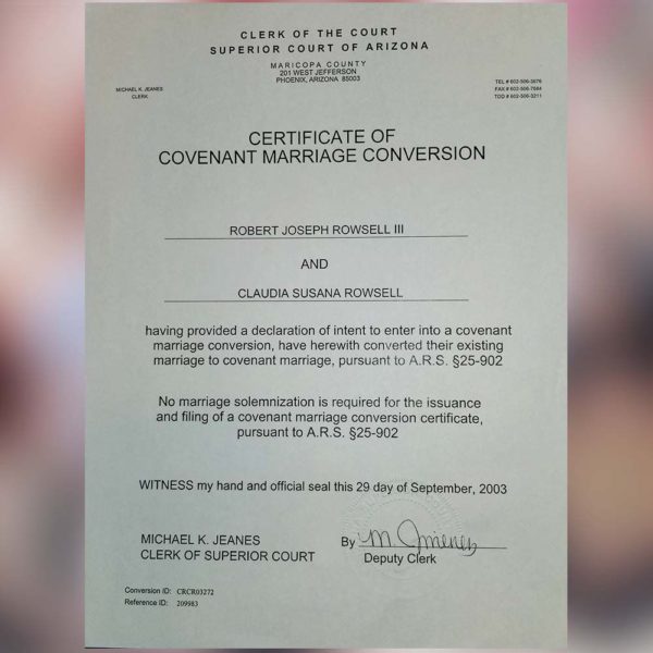 Covenant Marriage License