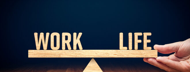 Work Life Balance Illustration - Business Owners balancing home life, family, and investments